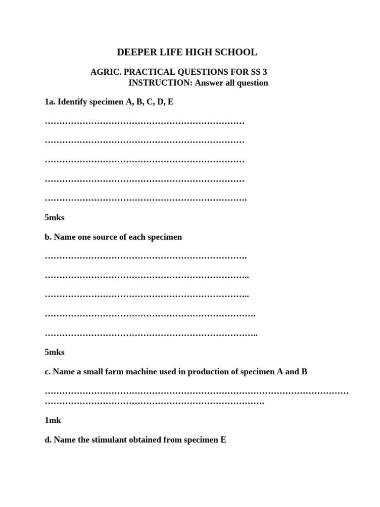 Ss 3 Agriculture Practical Pdf Soil Manure