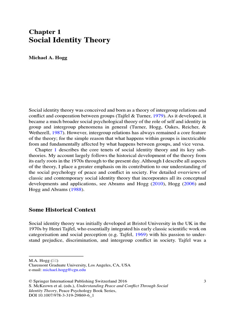 Social Identity Theory | PDF | Prejudices | Identity (Social Science)