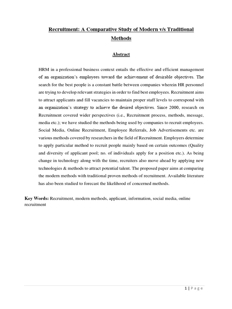 Modern vs Traditional Recruitment Methods | PDF | Recruitment | Résumé