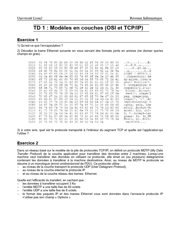 Modèles en couches : OSI et TCP/IP | PDF | Protocoles Internet ...