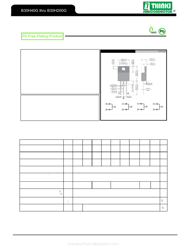 B30H60G & B30H100G Datasheet Overview | PDF | Rectifier | Electrical ...