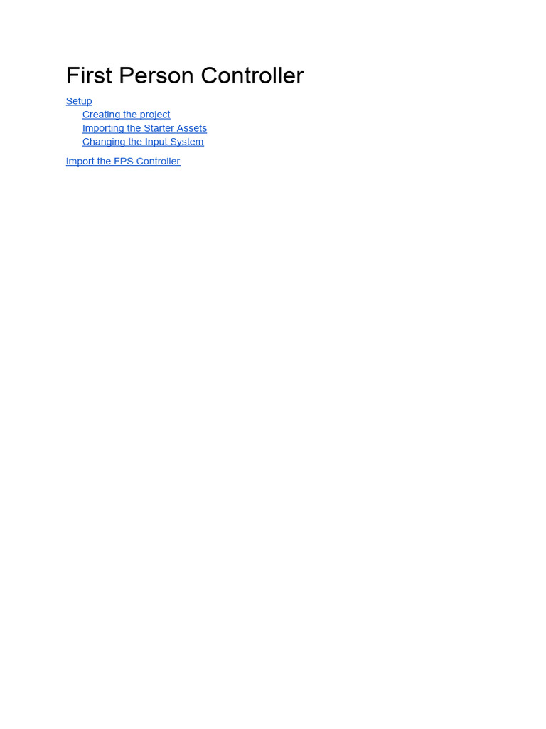 Unity FPS Controller Setup Guide | PDF | Unity (Game Engine ...