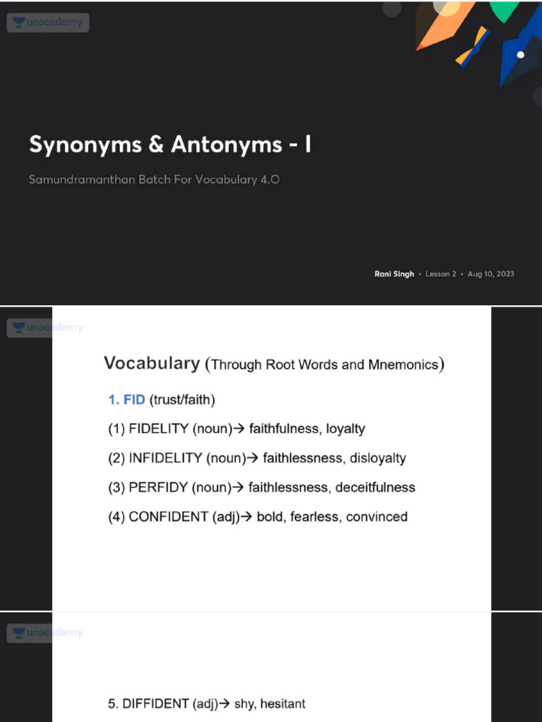 Synonyms+&+Antonyms+ +I | PDF