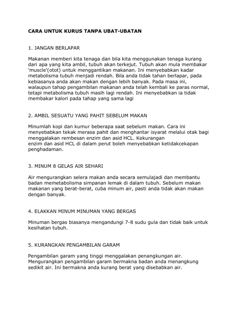 Cara Untuk Kurus Tanpa Ubat Pdf
