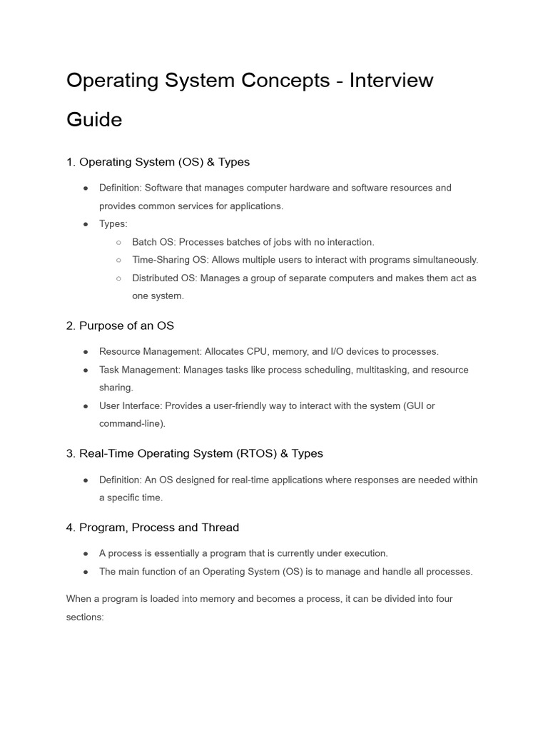 Os Last Min Notes Operating System | PDF | Process (Computing ...