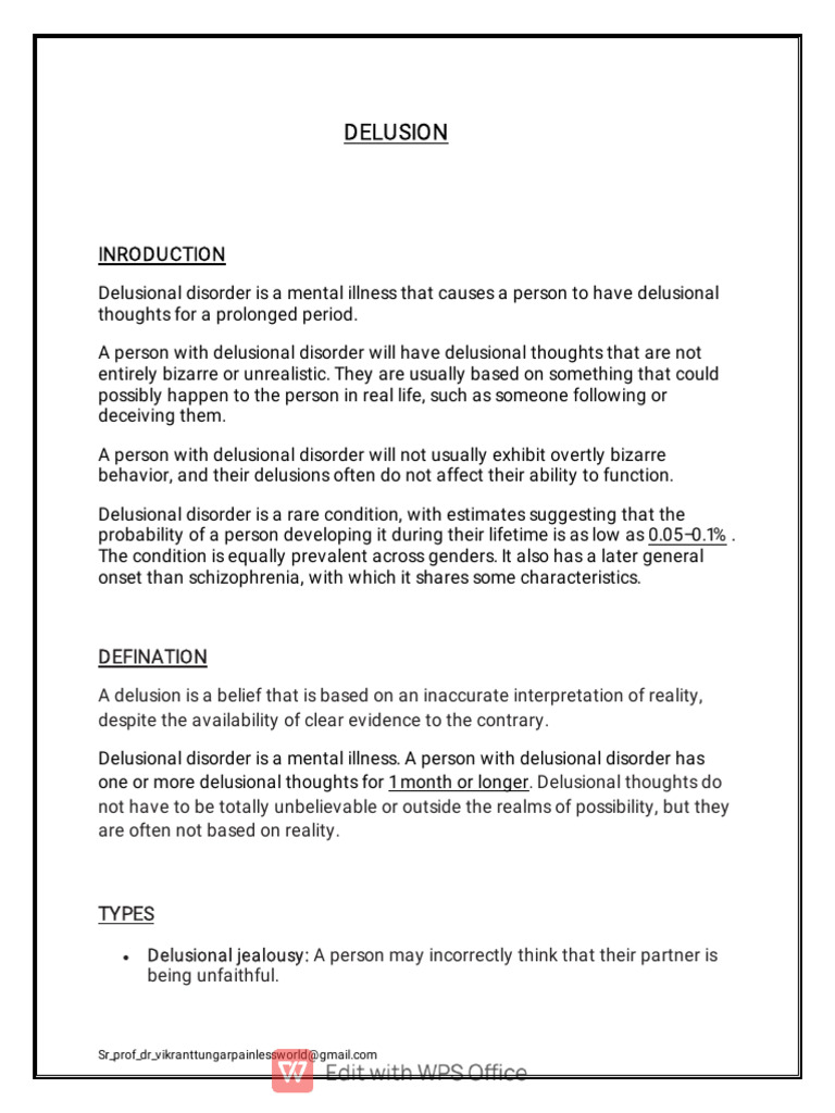 Understanding Delusional Disorder | PDF