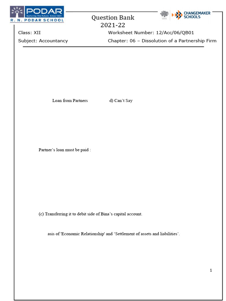 Dissolution of Partnership Firms Guide | PDF | Book Value | Debits And ...