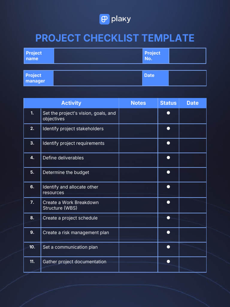 PROJECT CHECKLIST TEMPLATE | PDF