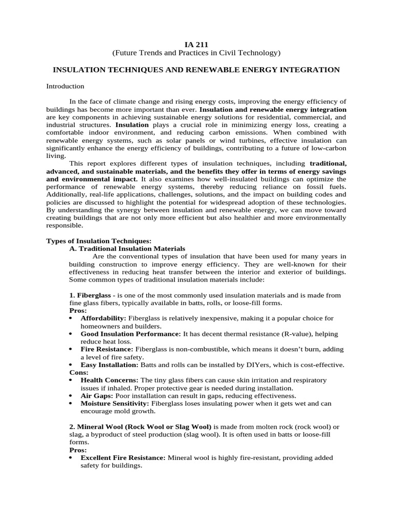 Insulation Techniques for Energy Efficiency | PDF | Building Insulation ...