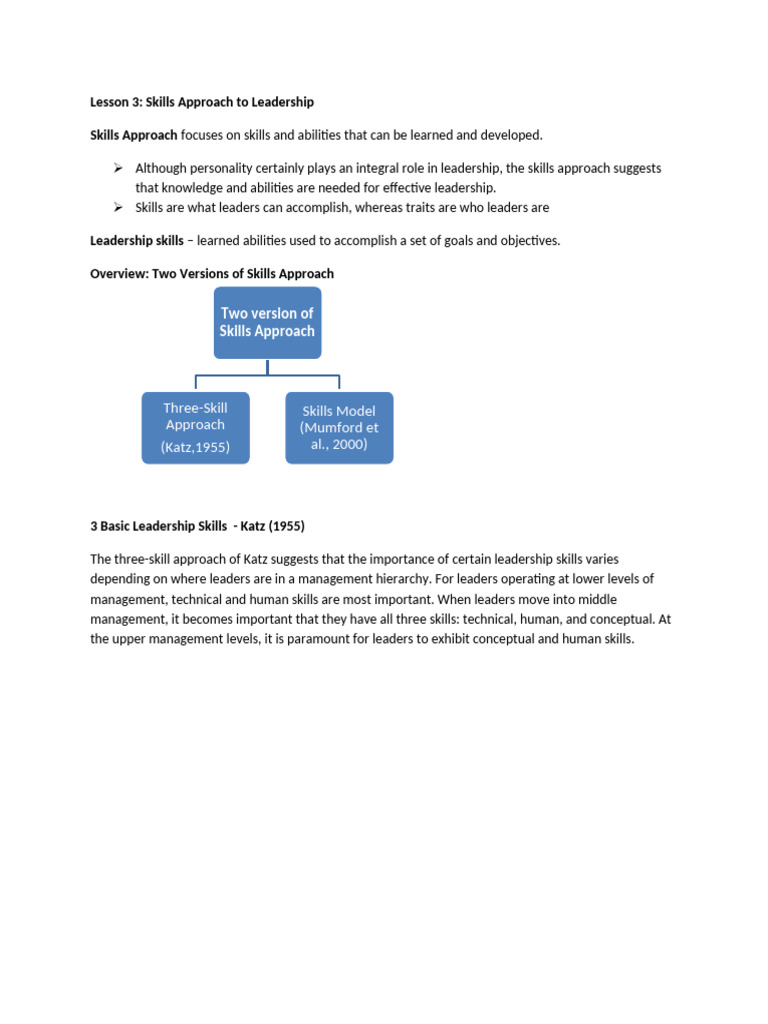 Skills Approach to Leadership Overview | PDF | Leadership | Knowledge