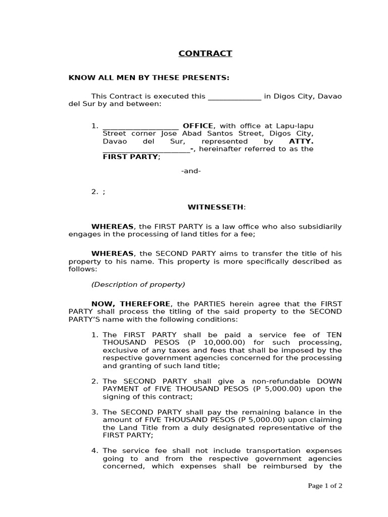Land Title Processing Agreement | PDF | Business Law | Private Law