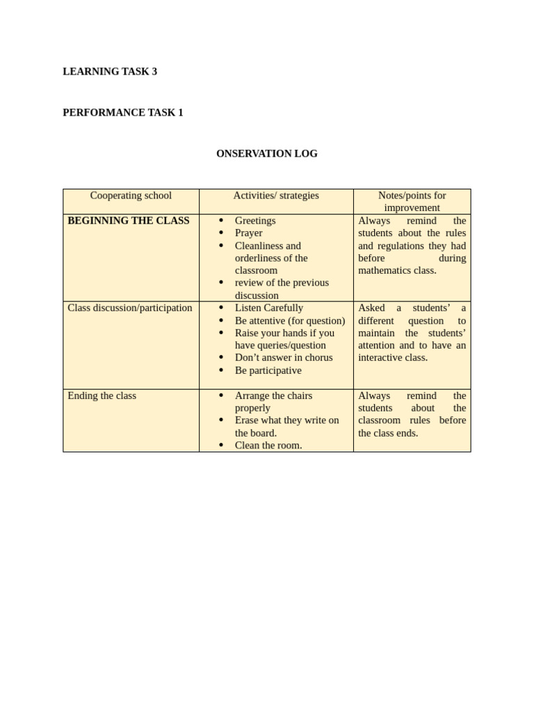 Learning Task 3 Pdf Learning Classroom