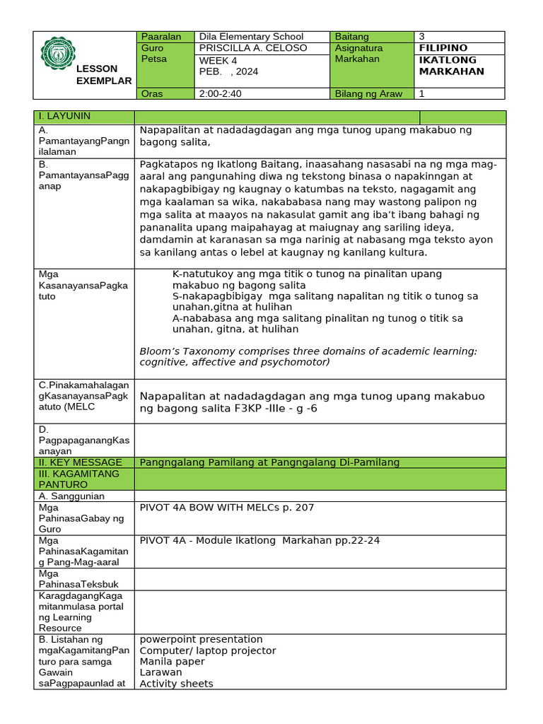 Cot 3 Le - Filipino | PDF