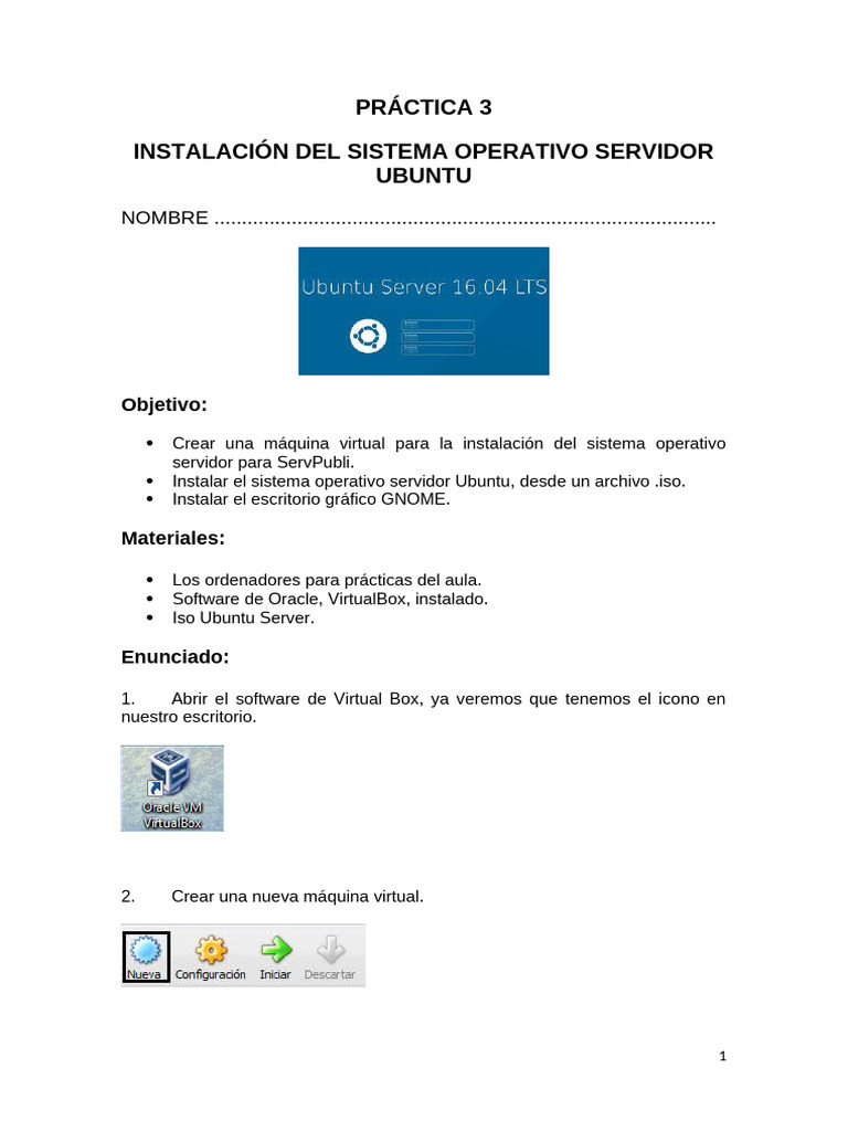 Instalación de Ubuntu Server en VirtualBox | PDF | Servidor ...