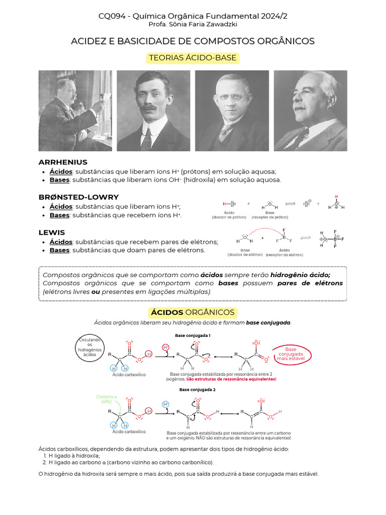 Acidez e Basicidade em Compostos Orgânicos | PDF | Ácido | Constante de ...