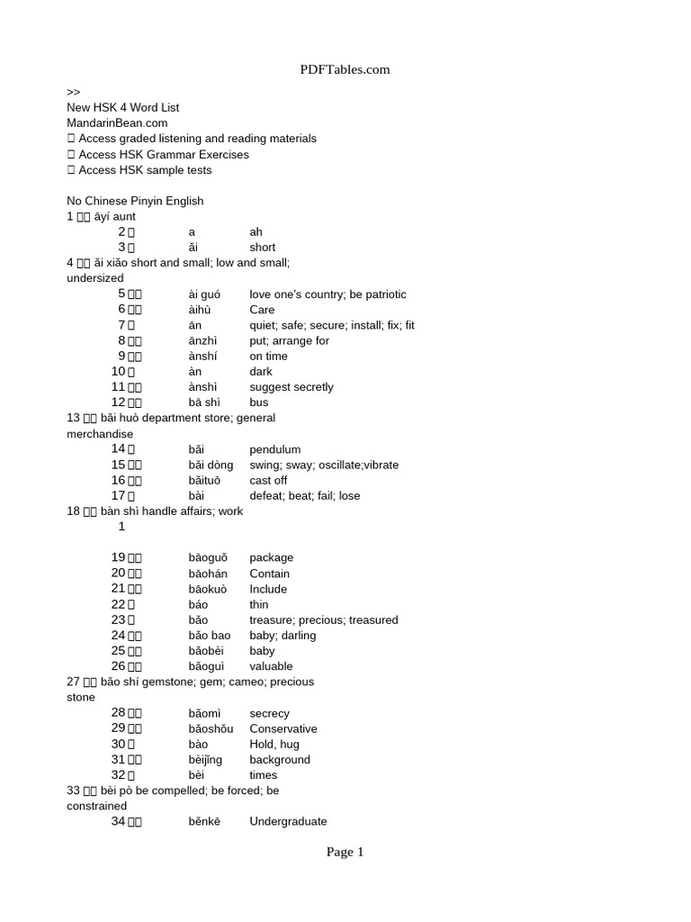 New HSK 4 Words | PDF