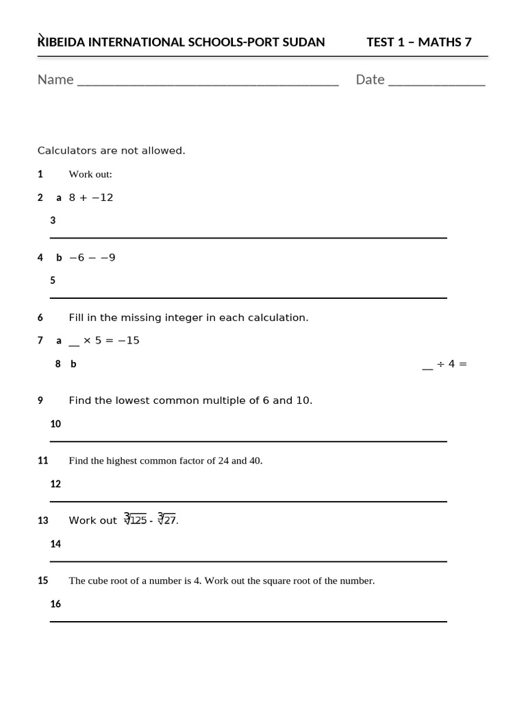 End of Unit 1 Test | PDF