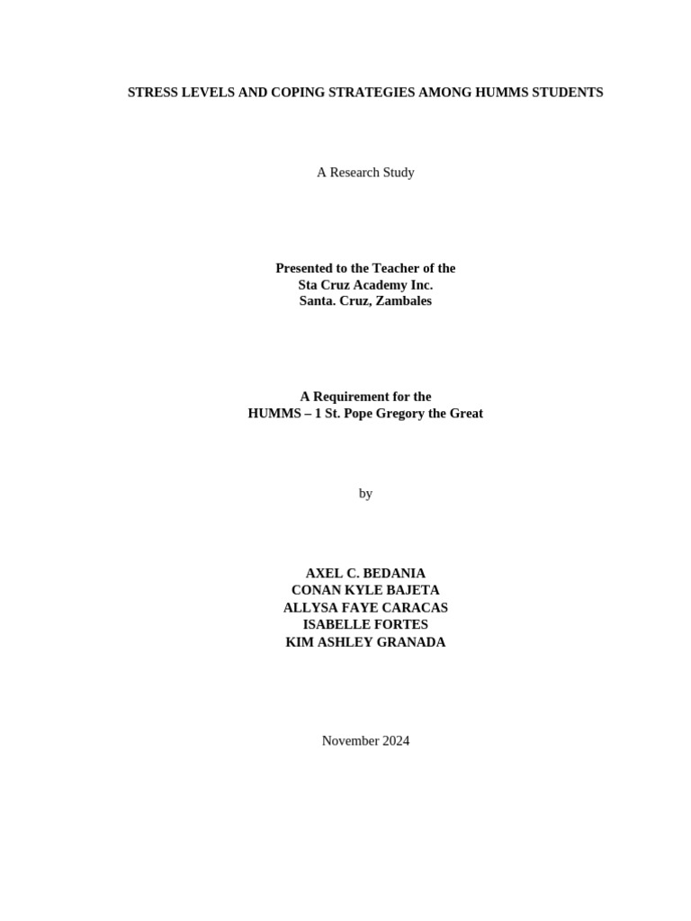 Chapter 1 - HUMMS 1 | PDF | Stress (Biology) | Psychology