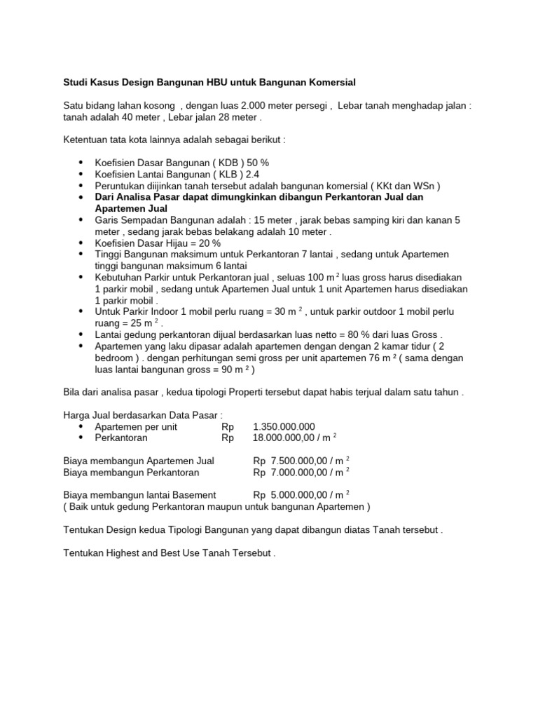 Desain Bangunan HBU Komersial 2000 m² | PDF