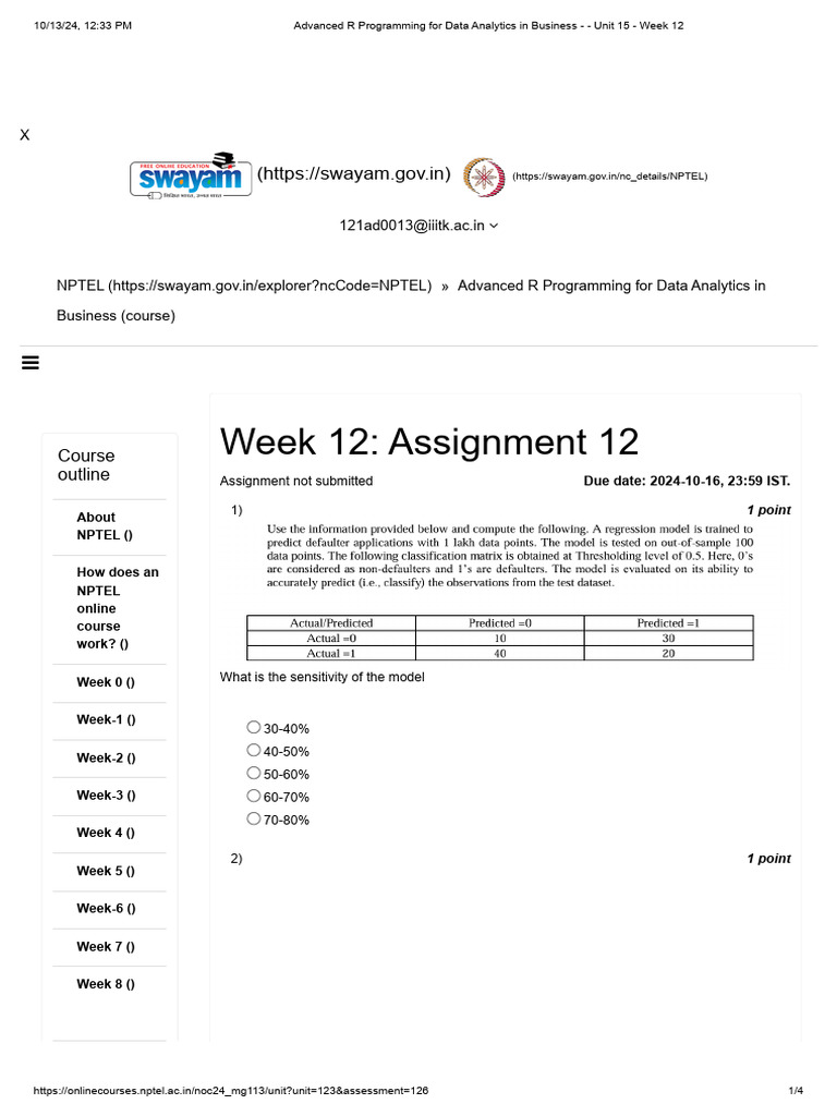 Advanced R Programming For Data Analytics in Business - Unit 15 - Week ...