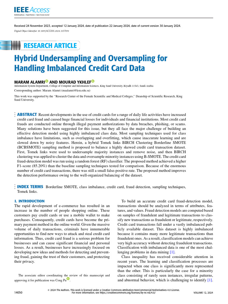 Hybrid Sampling for Credit Card Fraud Detection | PDF | Cluster ...