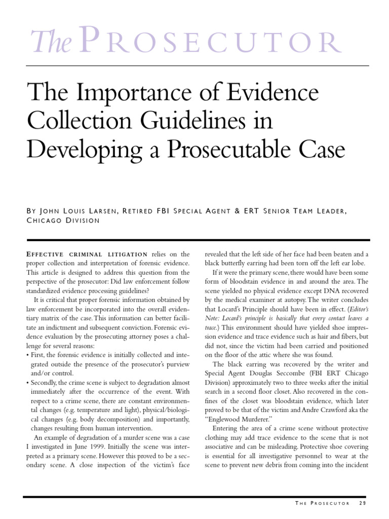 Evidence Collection Guidelines for Prosecution | PDF | Crime Scene ...