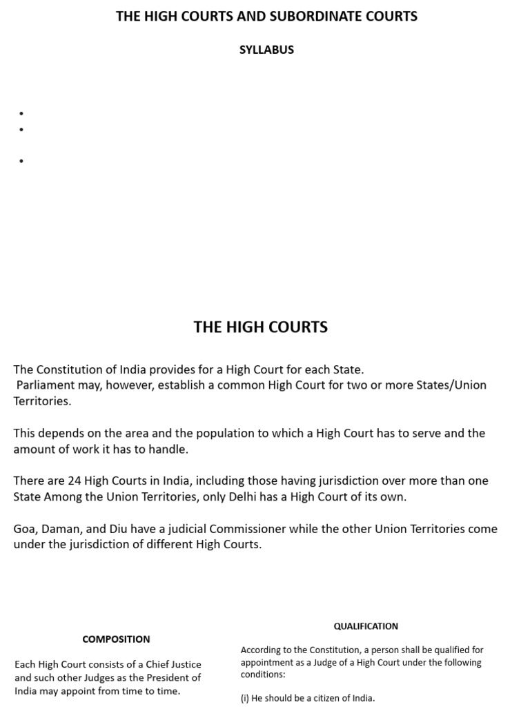 C5 Indian Judiciary High Court and Subordinate Court | PDF ...