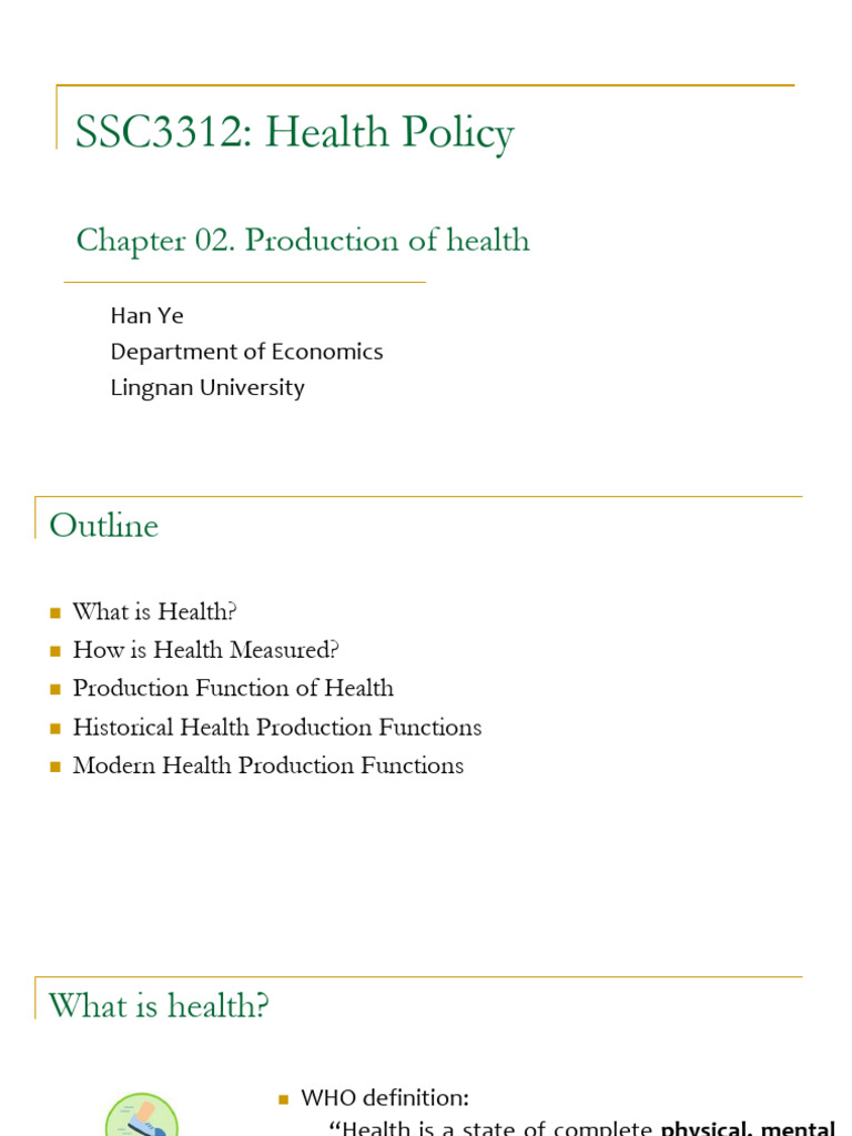 Chapter2 - Production of Health | PDF | Production Function | Public Health