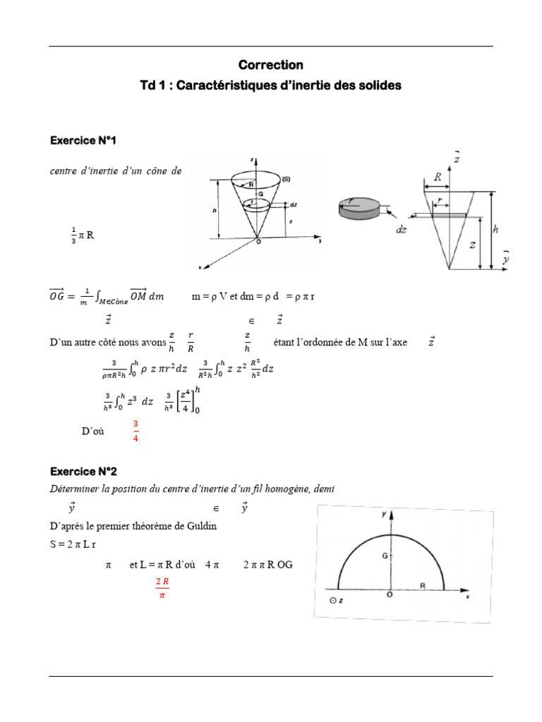 Exercices sur le centre d'inertie | PDF | Centre d'inertie | Le volume