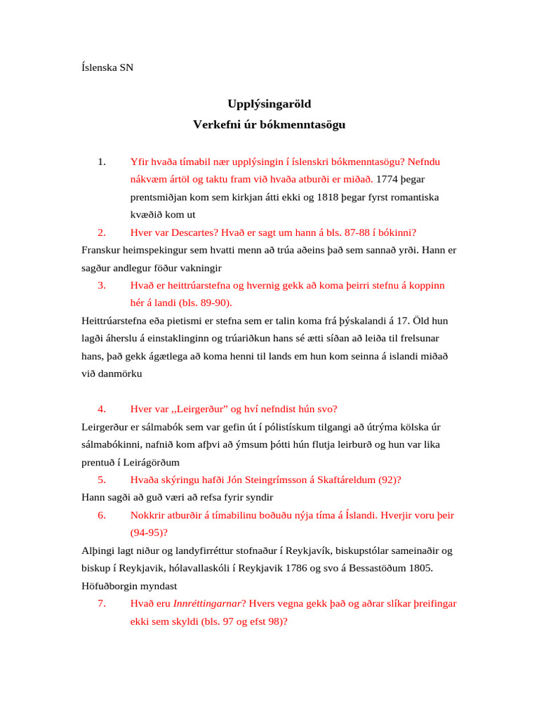 Bókmenntasaga-Verkefni H19 - 2 | PDF