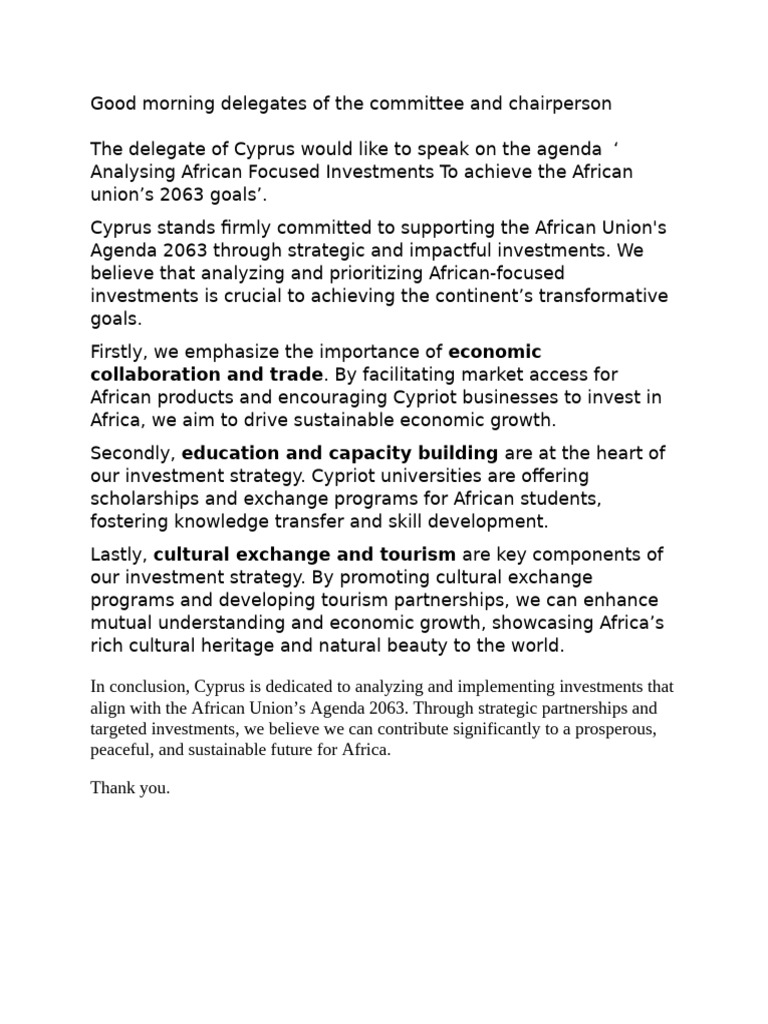 MUN Speech | PDF