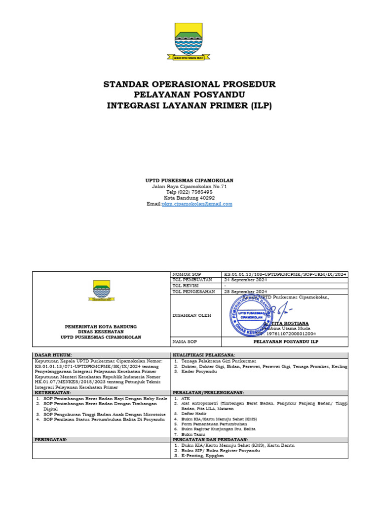 SOP Pelayanan Posyandu ILP Bandung | PDF
