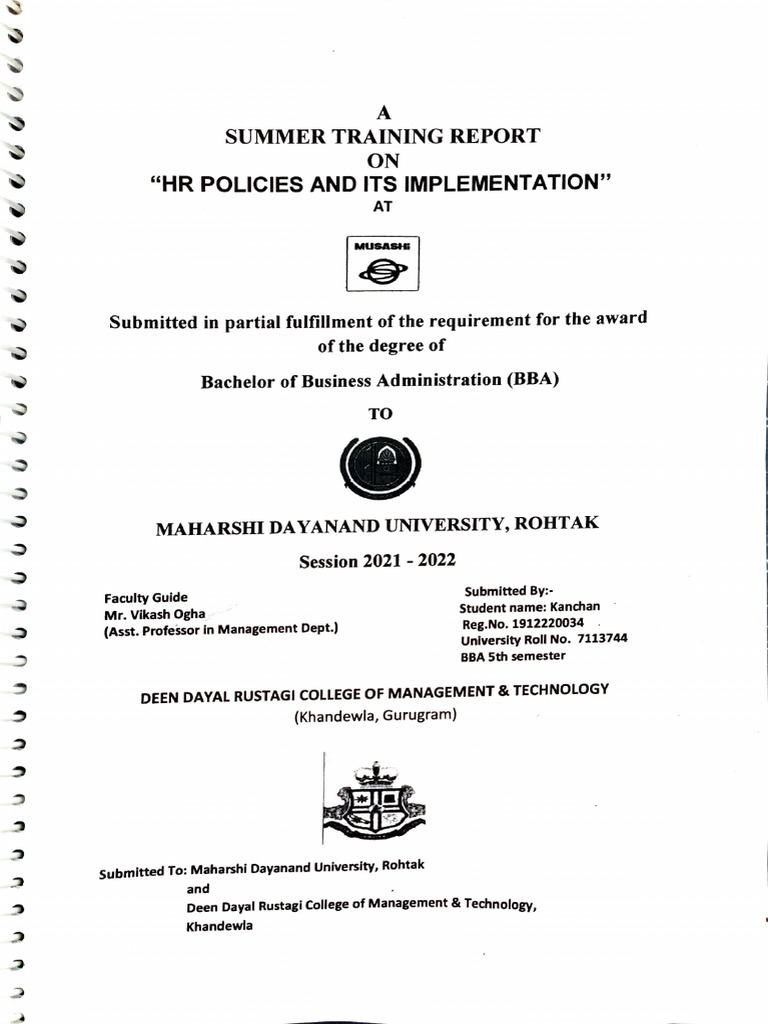 HR Policies Implementation Report BBA | PDF | Human Resources | Policy