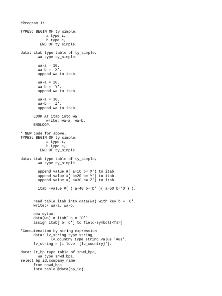 HANA Class 3 Code | PDF | String (Computer Science) | Computer Programming