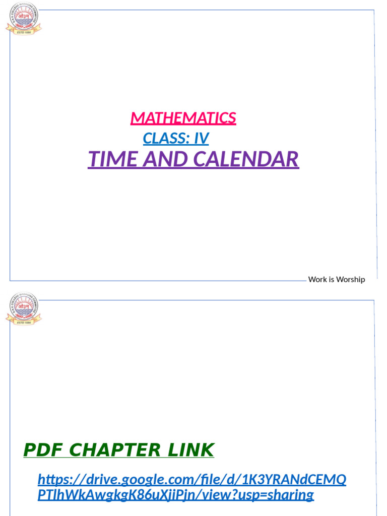 Time and Calendar for Class 4 | PDF | Hour | Time