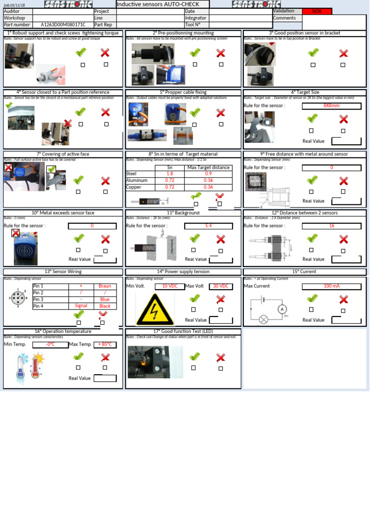 Inductive Sensor Validation Checklist | PDF | Electrical Components | Tools