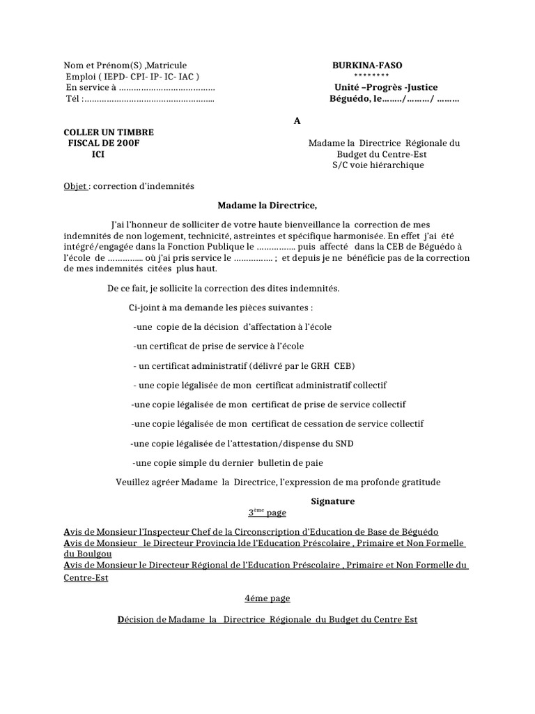 Demande de correction d'indemnités | PDF