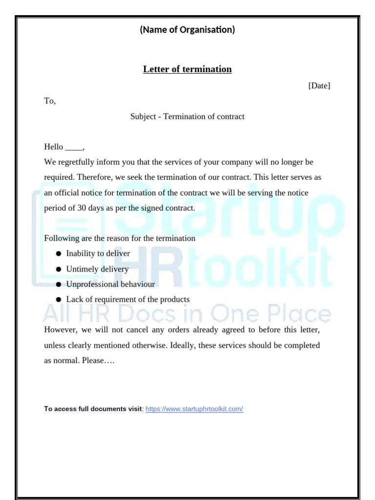 Contract Termination Notice Template | PDF