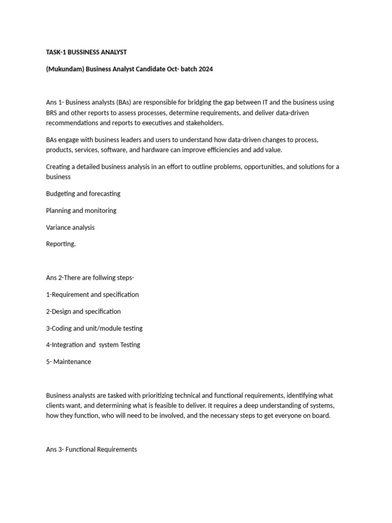 Business Analyst Role Overview and Tools | PDF | Software Development ...