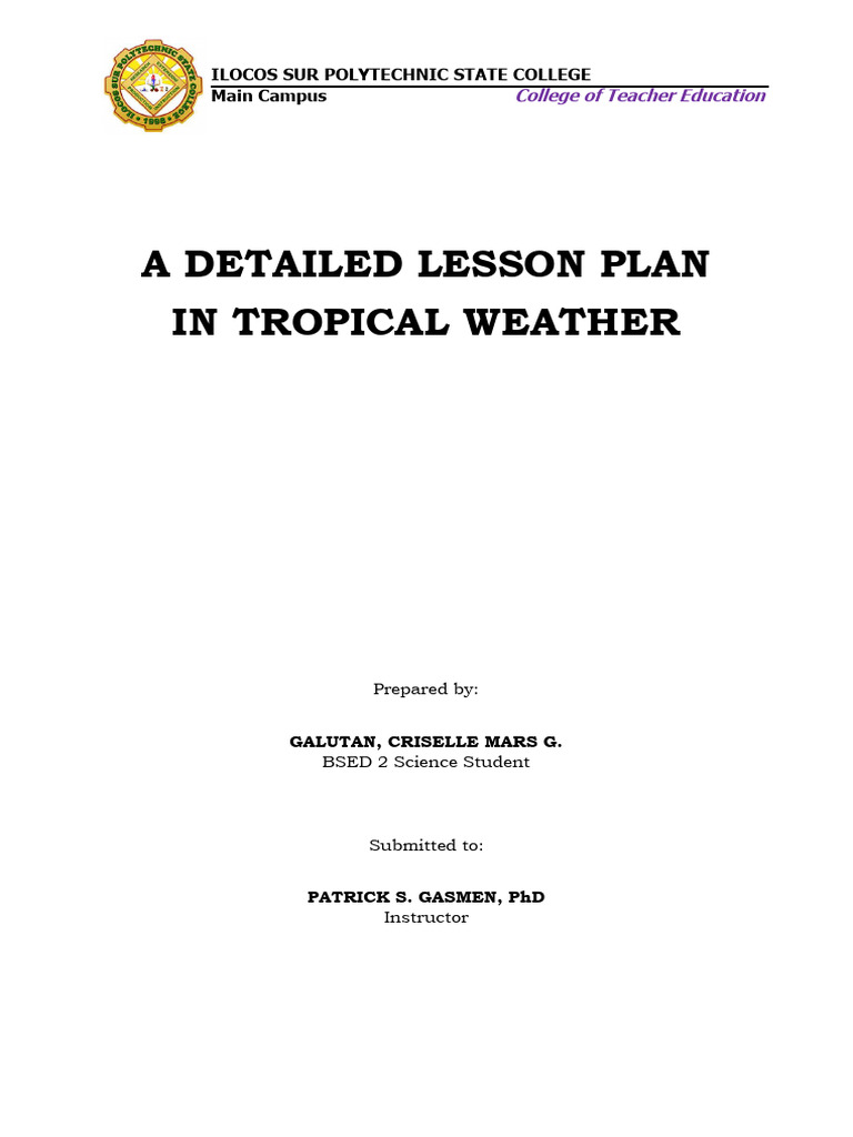 Tropical Weather Lesson Plan | PDF | Humidity | Precipitation