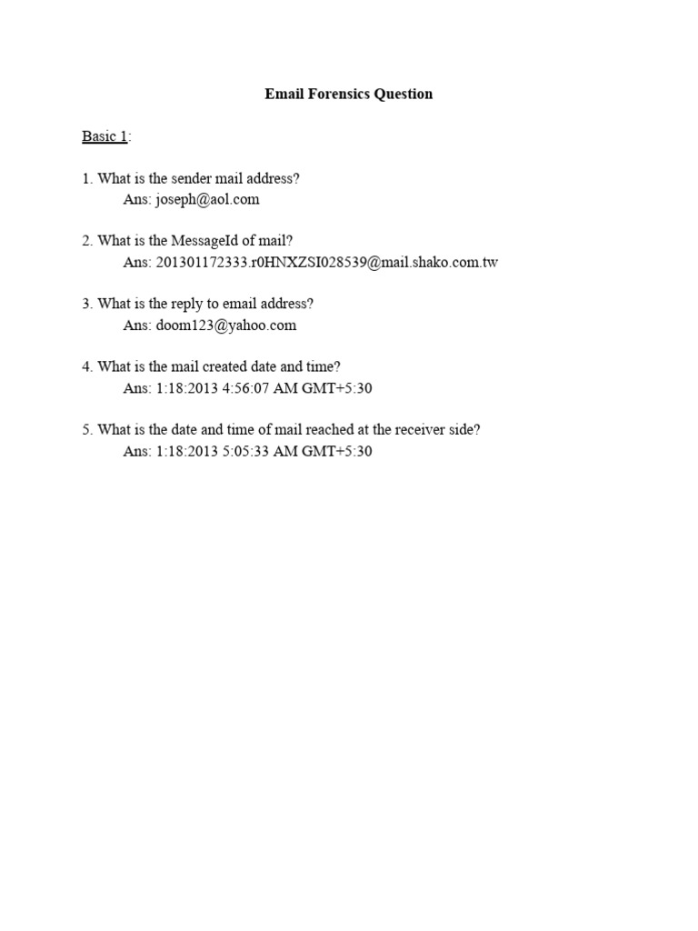 Email Forensics: Sender and Timing Details | PDF