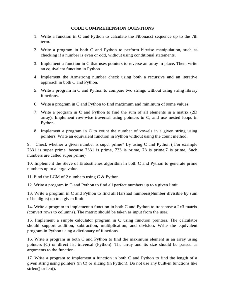 C and Python Code Challenges Guide | PDF | Pointer (Computer ...