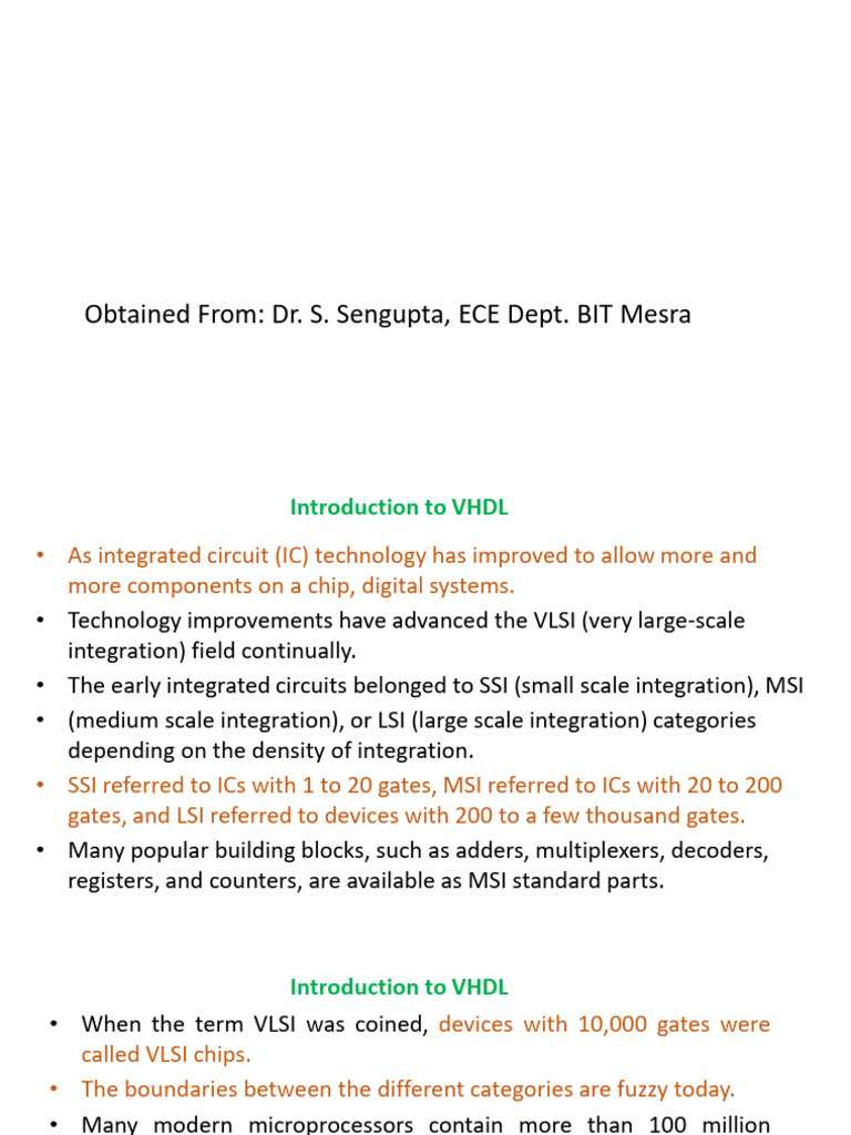 Intro To VHDL | PDF | Hardware Description Language | Integrated Circuit