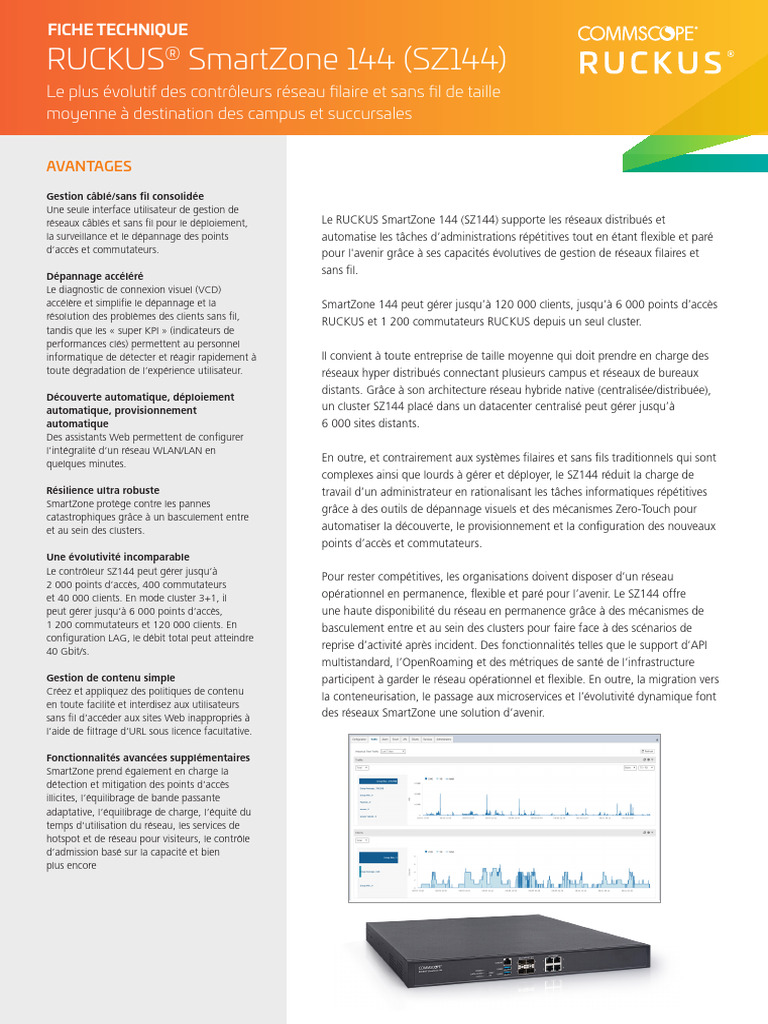 Data Sheet RUCKUS SmartZone 144 (SZ144) - French | PDF | Protocoles ...