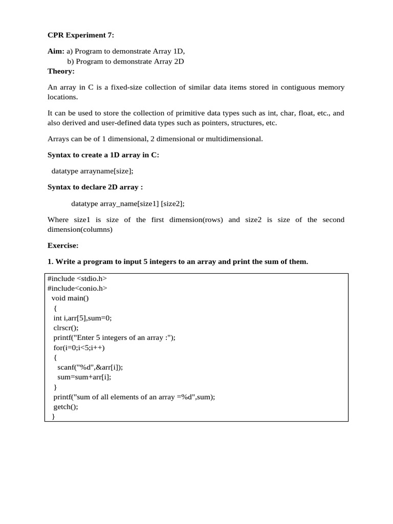 CPR Experiment 7 | PDF