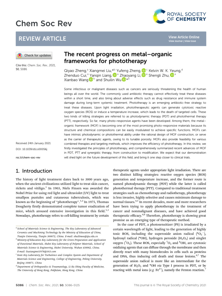 Chem Soc Rev: Review Article | PDF | Band Gap | Electron