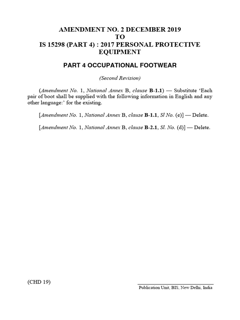 Amendment No. 2 December 2019 TO Is 15298 (Part 4) : 2017 Personal ...