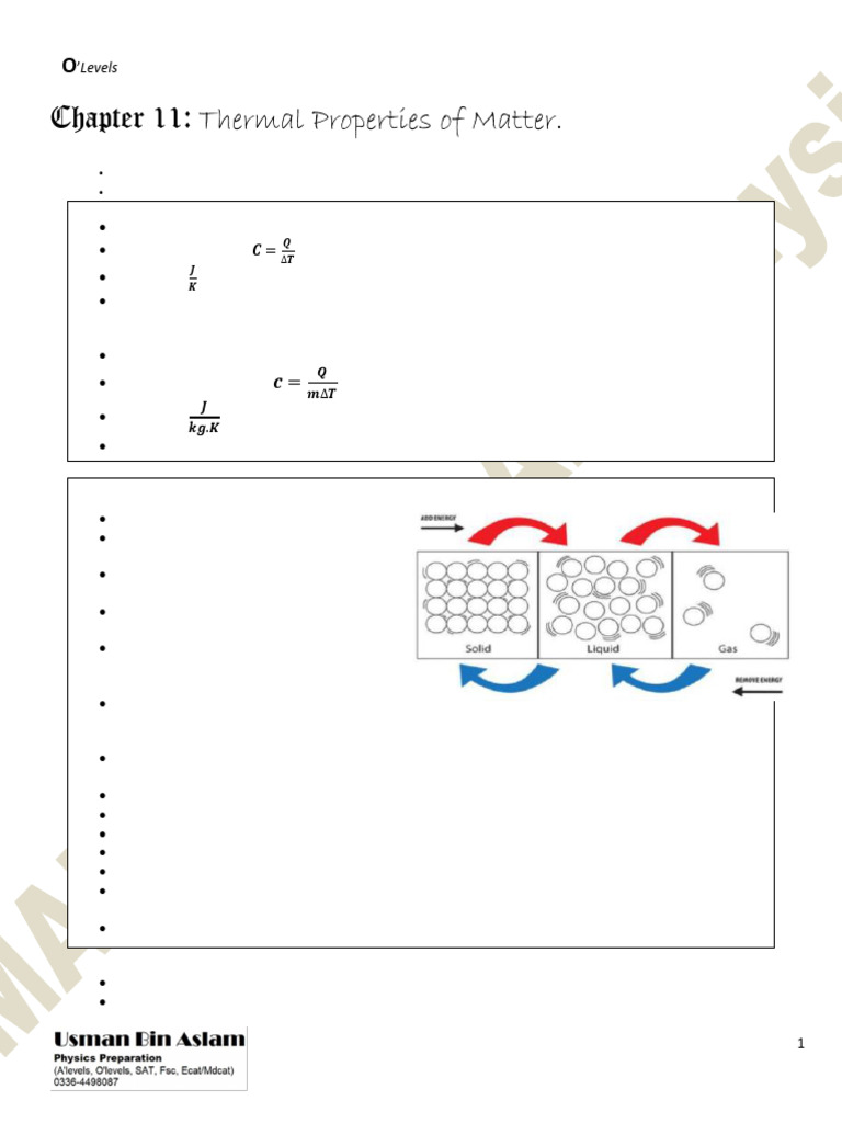 Thermal Properties of Matter Guide | PDF | Latent Heat | Temperature