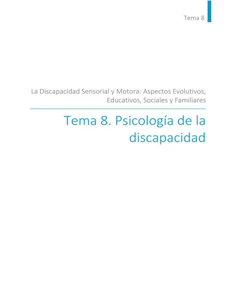 Full Tema 8. Psicología de La Discapacidad esl-ES | PDF | Dolor | Invalidez