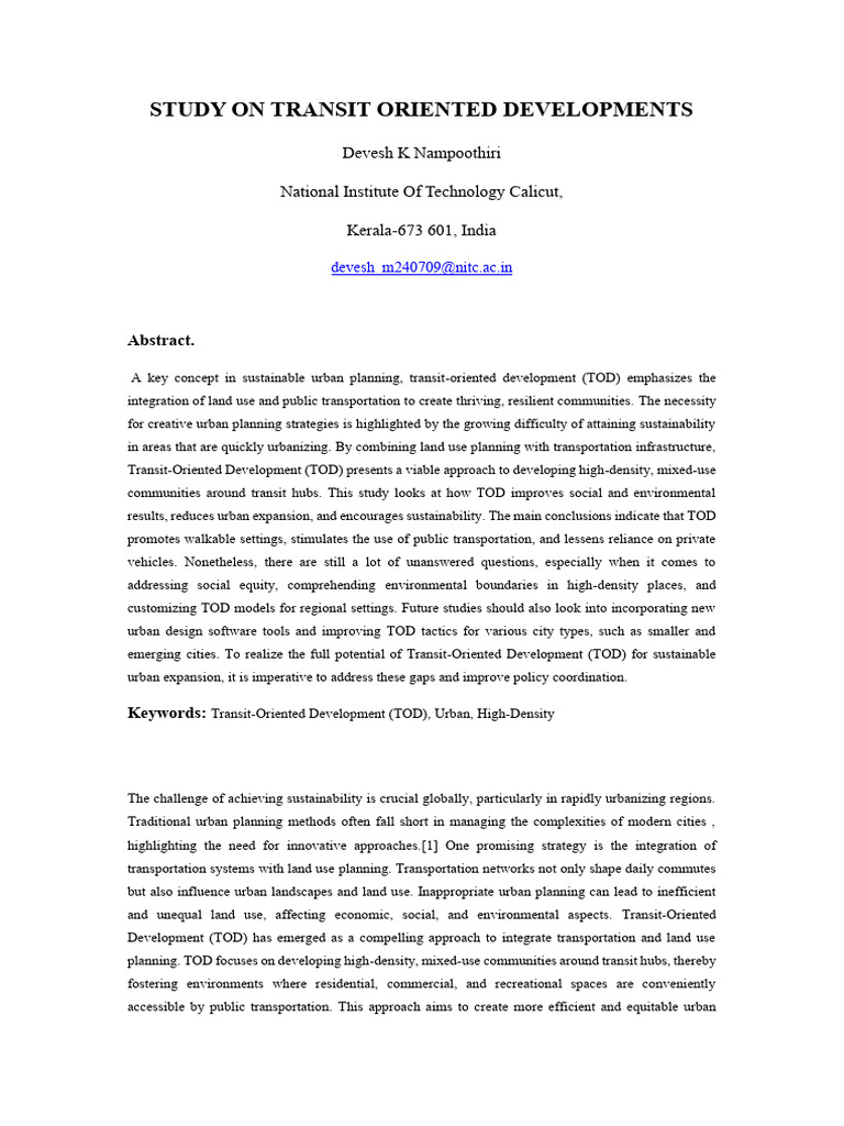 Transit-Oriented Development Study Insights | PDF | Sustainability ...